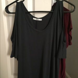 Grey open shoulder top